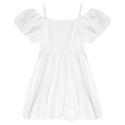 Heatherich连衣裙女2026夏季新款一字肩泡泡袖花苞短裙576807