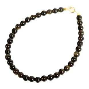 黑曜石手链女男黑耀石东海水晶玛瑙玉石散珠彩眼黑曜石金曜石手串