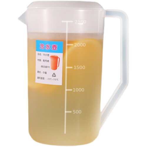 加厚塑料冷水壶超大容量凉开水壶耐高温家用奶茶店量杯带盖带刻度