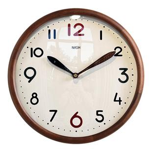 中古风实木挂钟客厅家用大数字2025新款时钟表挂墙高级感简约设计