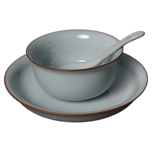 汝州原产地原矿汝瓷 汝官窑 天青釉 餐具套装 盘碗勺 乔迁礼品