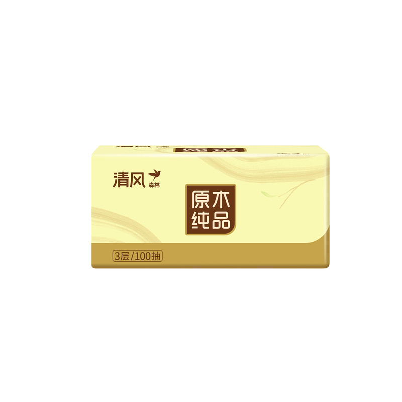 清风森林抽纸巾家庭装整箱批家用婴儿大包餐巾纸卫生纸100抽*2包