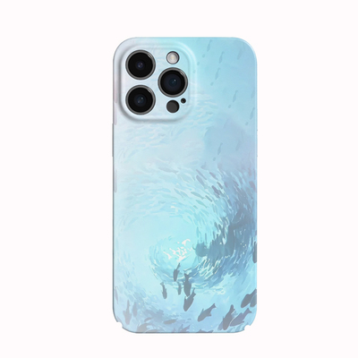 适用iPhone17Promax保护套蓝色海洋鱼群16promax手机壳15pro个性14plus女生12磨砂11高级16plus苹果12provivo