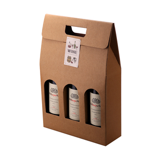 红酒盒 葡萄酒包装盒 礼袋 纸袋 通用 白酒礼盒  三瓶装牛皮纸盒
