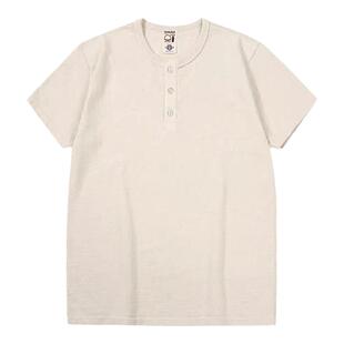 日本SAMURAI JEANS SJST-SC02武士和棉亨利纯色复古短袖T恤