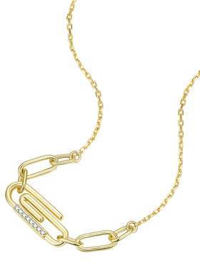 Twinell锆石镶别针吊坠项链女