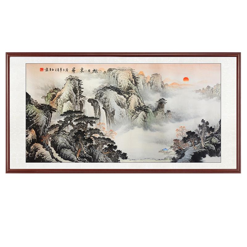 旭日东升中式客厅沙发真迹国画