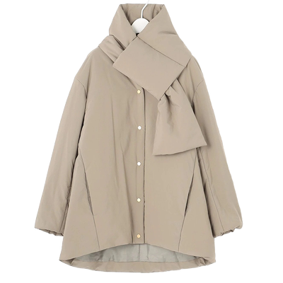 宽松带混纺围脖外套上衣商场同款