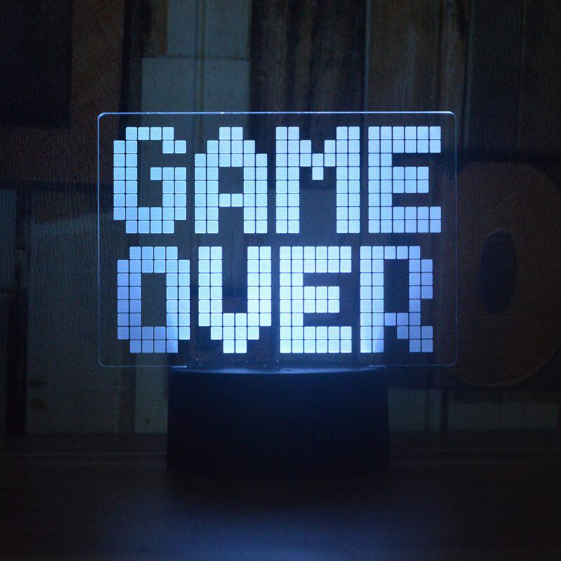 跨境GAMEOVER亚克力小夜灯爆款灯led竞装饰礼品灯创意桌面氛围电