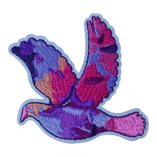 刺绣衣服补丁彩色飞鸟和平鸽布贴带背胶熨烫布贴小孩裤子破洞修复