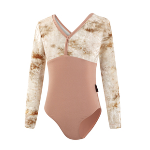 舞蹈服儿童女秋冬长袖芭蕾舞练功服女童新款丝绒少儿体操服形体服