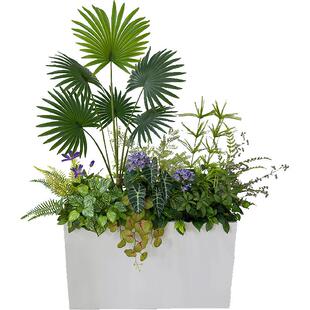 wo+仿真百合竹琴叶榕绣球花混搭花箱售楼处户外餐厅外摆隔断装饰