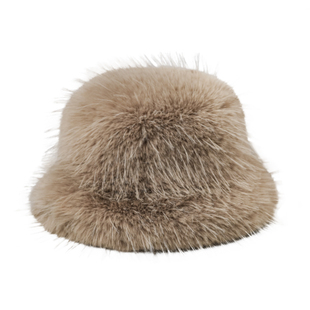 仿浣熊帽渔夫帽秋冬季女皮草帽子加厚毛绒保暖护耳盆帽显脸小桶帽