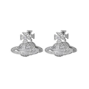 双面闪钻土星耳环2024新款爆款高级感耳钉女轻奢小众耳扣耳圈耳饰