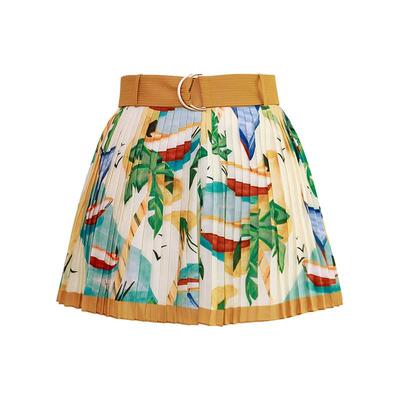 VisualMood复古黄褶皱半身裙裤