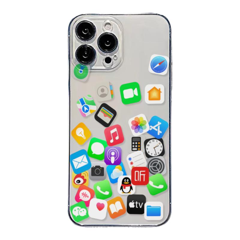 创意APP图标适用苹果13手机壳17PROMAX透明iPhone14promax硅胶15Pro防摔12软壳16plus保护套11/Air