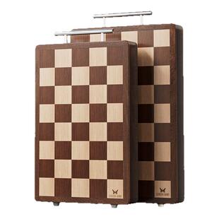 双枪棋盘格实木菜板防霉抗菌家用食品级厨房案板切菜板乌檀木砧板