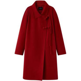 太平鸟女装2024冬季新款新中式双面呢大衣A1AAD4326