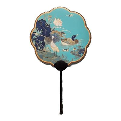 上博莲塘乳鸭图文创团扇中国风