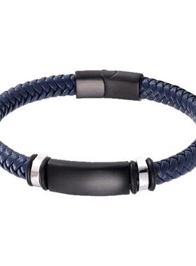 新款 电商货源欧美爆款复古黑色蓝色棕色编织男士手链厂家直销