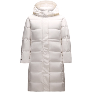 安踏三层速暖羽绒服丨三防中长款鸭绒外套女款春秋季面包服棉服