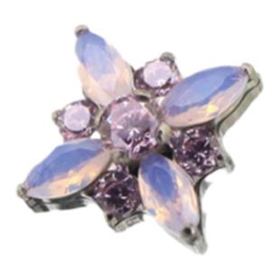 Shinma F-136钛合金粉色蓝色蛋白石可爱甜美温柔花朵内牙唇钉耳钉