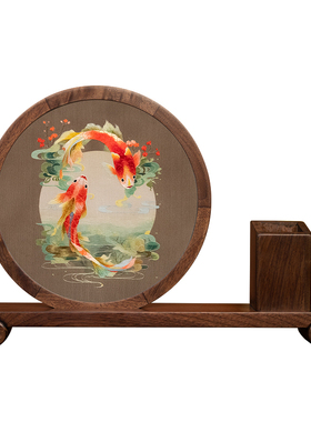 中式苏绣双面绣笔筒摆件特色礼品