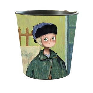 铁艺复古桌面垃圾桶创意儿童美术桌上迷你小铁桶家用餐桌茶几纸篓