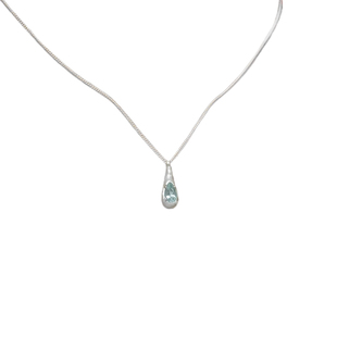 【蓝色泪珠 一寸十里】 镶嵌海蓝宝纯银锁骨百搭项链原创设计