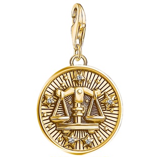 天秤座Libra镀黄金圆牌星座吊坠挂坠子个性托马斯萨博欧美首饰品