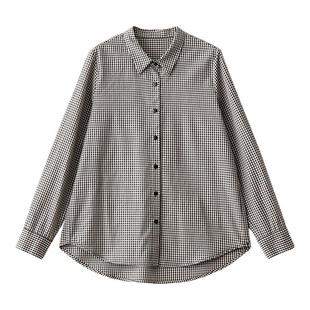 梭家｜清晰模样｜经典版型 卡奇底黑格色织纯棉女士秋冬长袖衬衫
