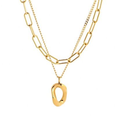 不掉色小众轻奢设计双层链条