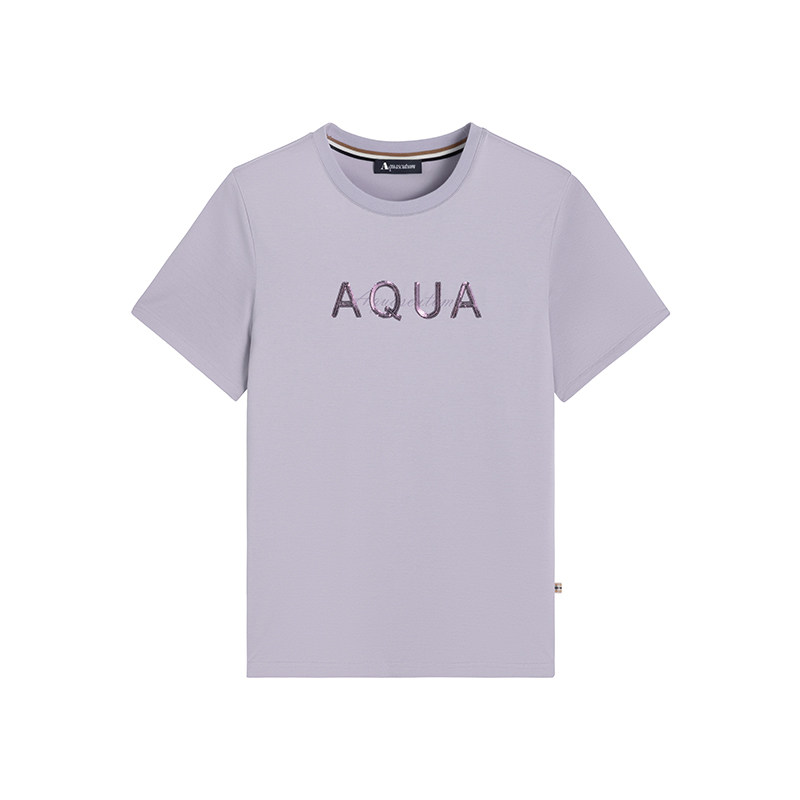 Aquascutum/雅格狮丹春夏新品女装百搭休闲字母短袖纯棉T恤气质