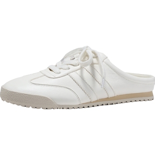 BellaLily2025春季新款时尚外穿半拖鞋女百搭休闲鞋无后跟德训鞋