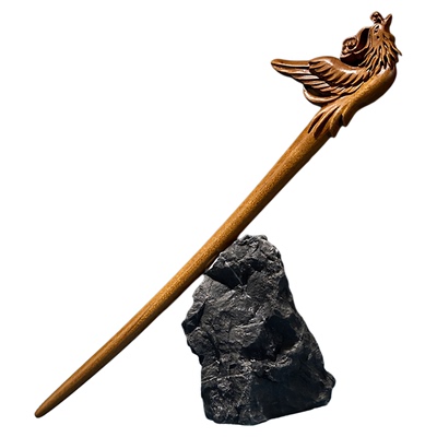 金丝楠木小叶紫檀发簪原创立体凤凰双面古风新中式高级手工簪子