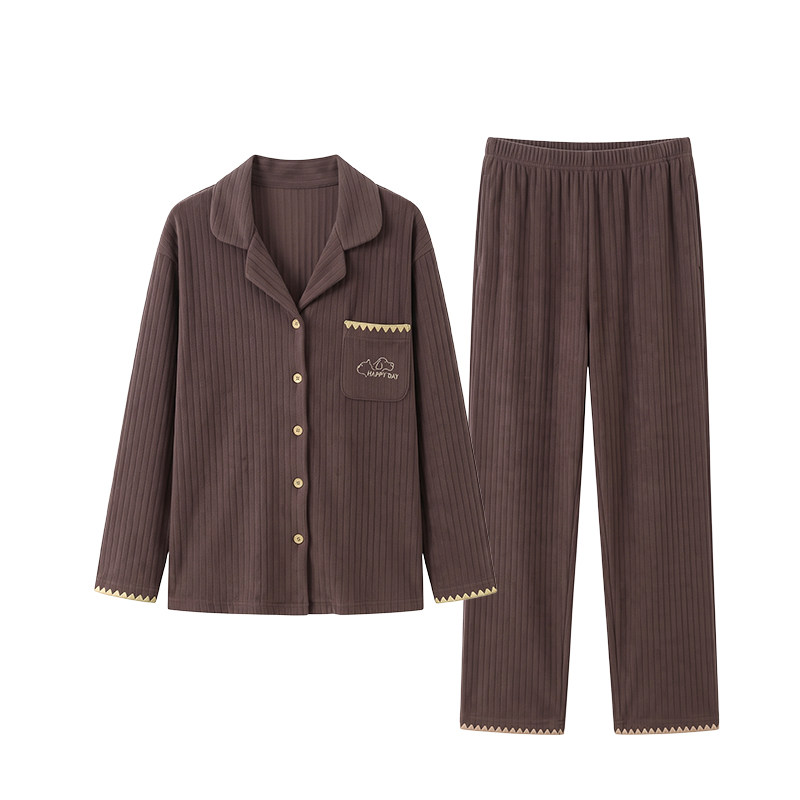 春秋冬季女款德绒加厚保暖家居服