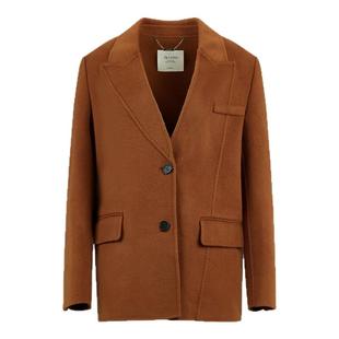 DTLANDO冬季款女装宽松单排双粒扣中长款羊毛大衣外套