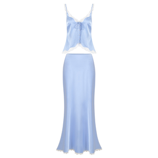 ITSNIKAR 法式蕾丝拼接缎面高级感套装女夏氛围感吊带半裙两件套