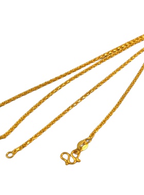 可穿吊坠镀24K金色麻花项链男女