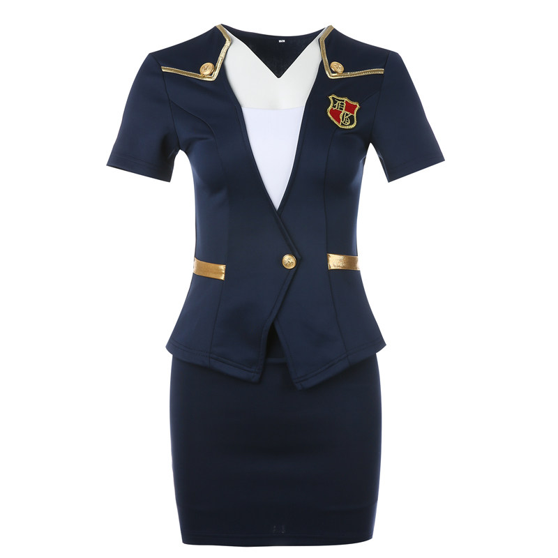 足浴技师服女大码2020夏装酒店工作服空姐服显瘦工衣性感公主气质