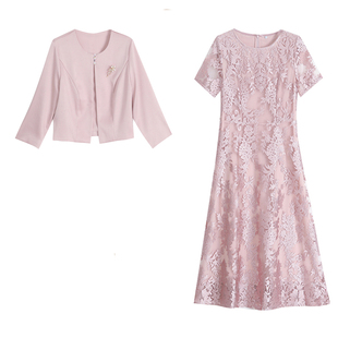 粉色喜婆婆礼服套装十月妈妈婚宴旗袍年轻丈母娘喜服平时可穿