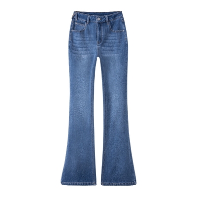 都市丽人加绒牛仔裤女休闲喇叭裤