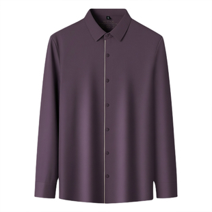 啄木鸟男装无痕磨毛翻领衬衣t恤纯色百搭男士商务休闲长袖打底衫