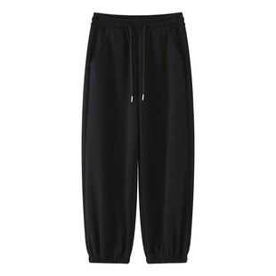 黑色运动裤女秋冬季2025新款宽松束脚显瘦休闲灯笼小个子加绒卫裤