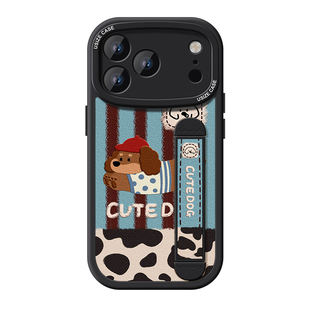 适用苹果16Promax手机壳17新款iphone15防摔伸缩腕带支架13全包创意air腊肠狗14Pro可调节情侣12个性11