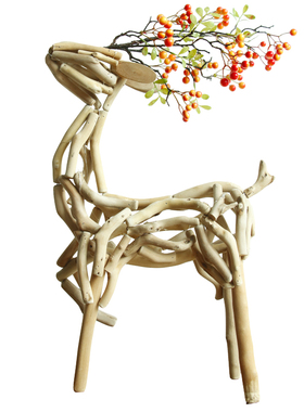 木质手工发光鹿桌面摆件创意装饰