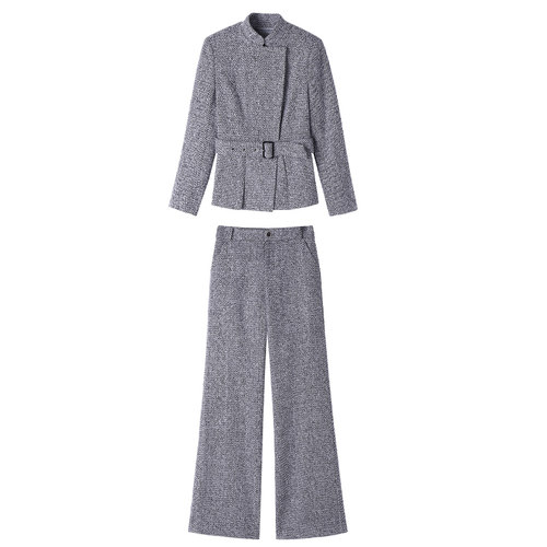 冬装女洋气套装2024新款冬季羊毛呢外套设计感上衣显瘦网红两件套