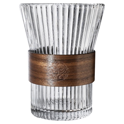 咖啡玻璃杯INS风带防烫木套