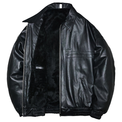 男女加厚毛绒头层牛真皮廓版夹克