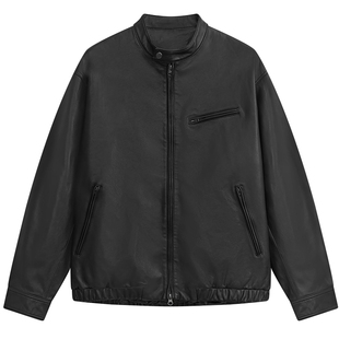 MODE COMMUTER | MC绵羊皮经典肌理立领休闲短款皮衣